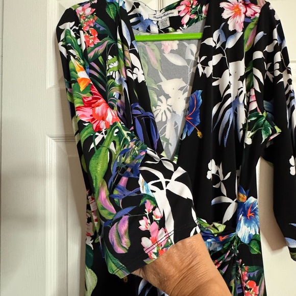 Tommy Bahama Black Floral Dress. - Picture 3 of 5